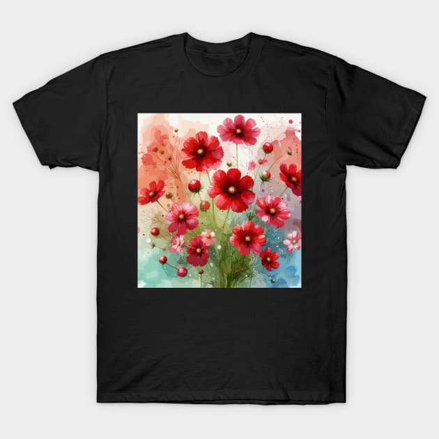 Red Cosmos Flower T-Shirt by Jenni Arts